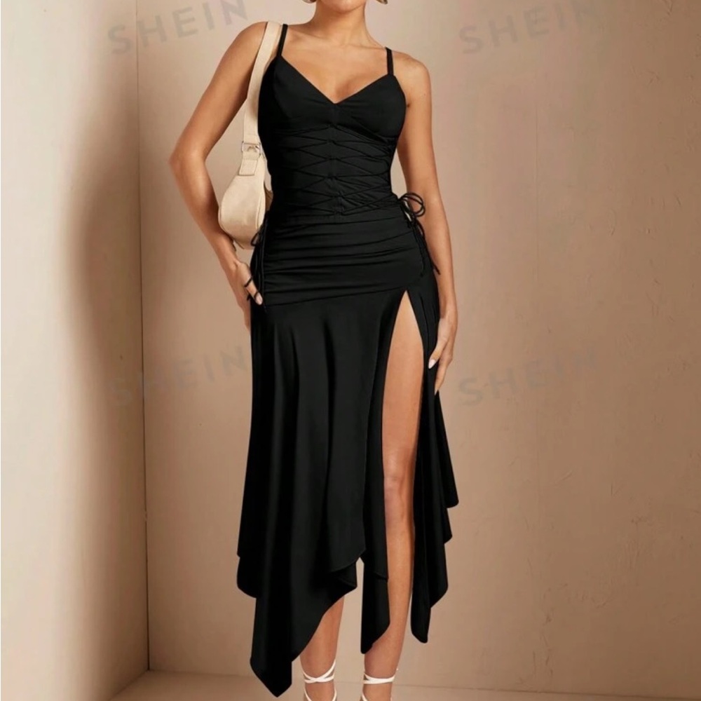 Corset and asymmetrical skirt two piece